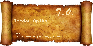 Torday Opika névjegykártya